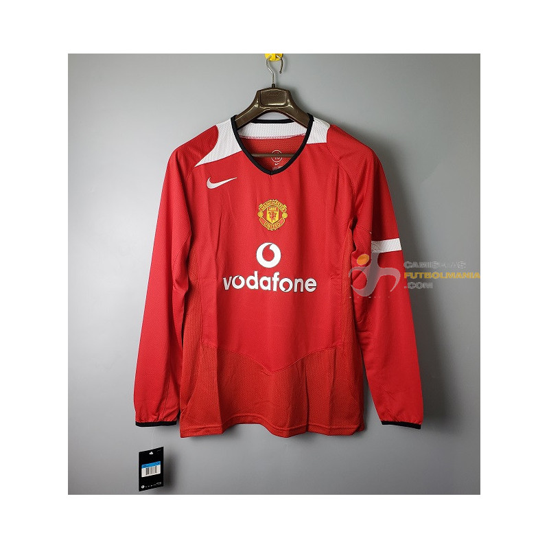 Camiseta Manchester United Primera Equipación Retro Clásica Manga Larga 2004-2005