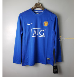 Camiseta Manchester United Azul Retro Clásica Manga Larga 2007-2008