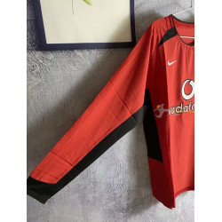 Camiseta Manchester United Primera Equipación Retro Clásica Manga Larga 2002-2004