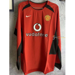 Camiseta Manchester United Primera Equipación Retro Clásica Manga Larga 2002-2004