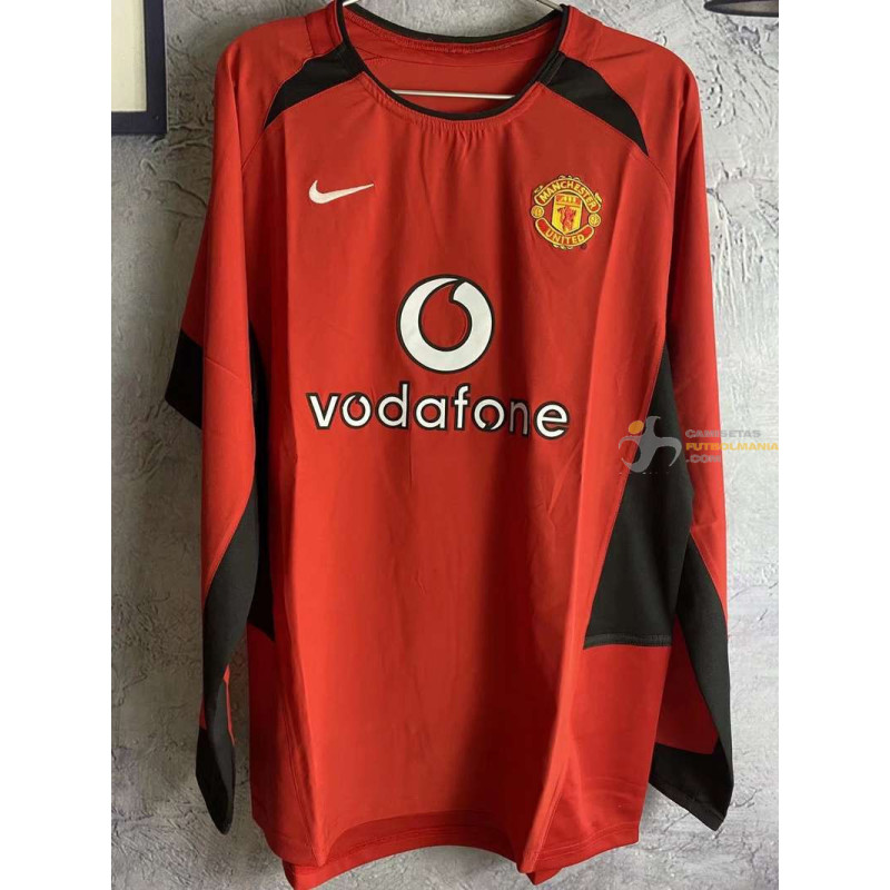 Camiseta Manchester United Primera Equipación Retro Clásica Manga Larga 2002-2004