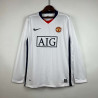 Camiseta Manchester United Blanca Retro Clásica Manga Larga 2007-2008