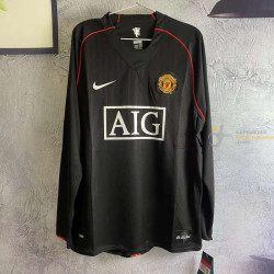 Camiseta Manchester United Negra Retro Clásica Manga Larga 2007-2008