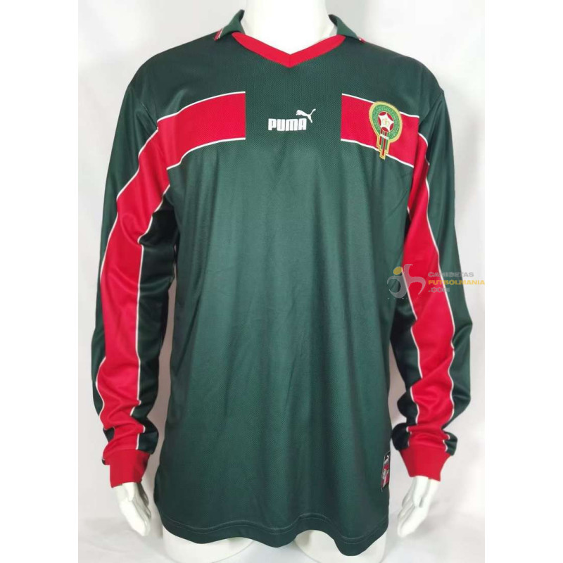 Camiseta Fútbol Marruecos Retro Clásica Primera Equipación Manga Larga 1998