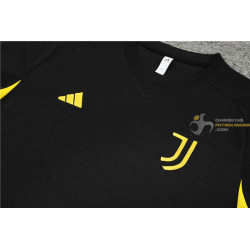 Camiseta y Pantalón Fútbol Niños Juventus Entrenamiento Negra 2024-2025