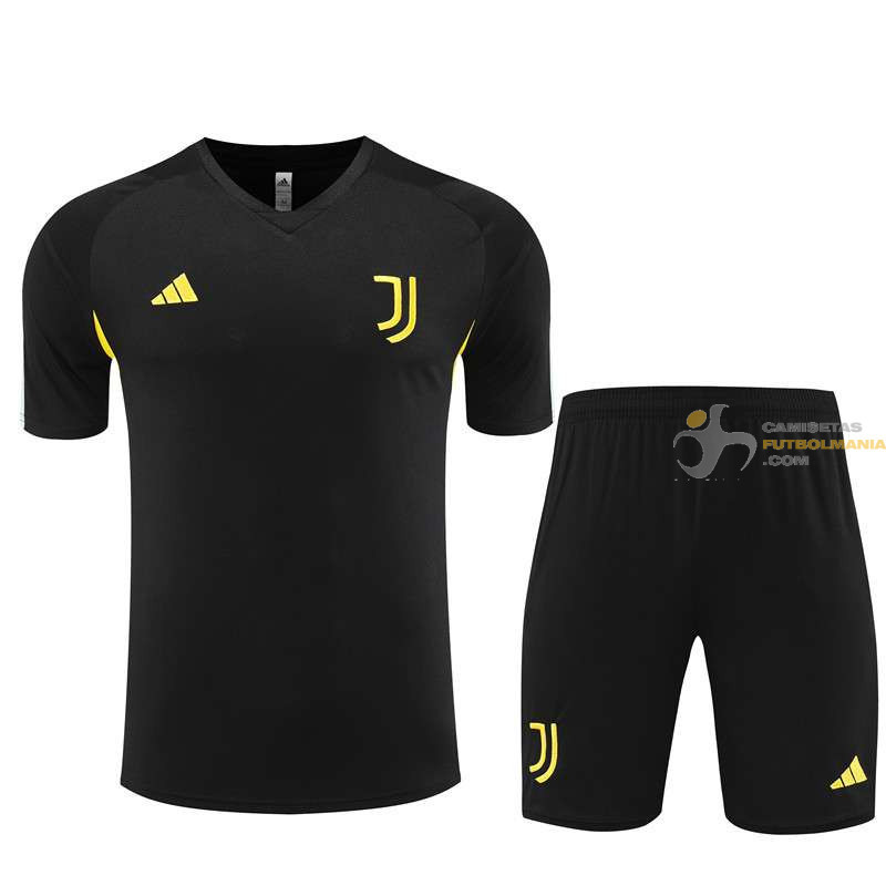 Camiseta y Pantalón Fútbol Niños Juventus Entrenamiento Negra 2024-2025