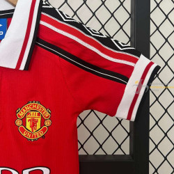 Camiseta y Pantalón Niños Manchester United Primera Equipación Retro Clásica 1998-1999