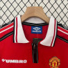 Camiseta y Pantalón Niños Manchester United Primera Equipación Retro Clásica 1998-1999