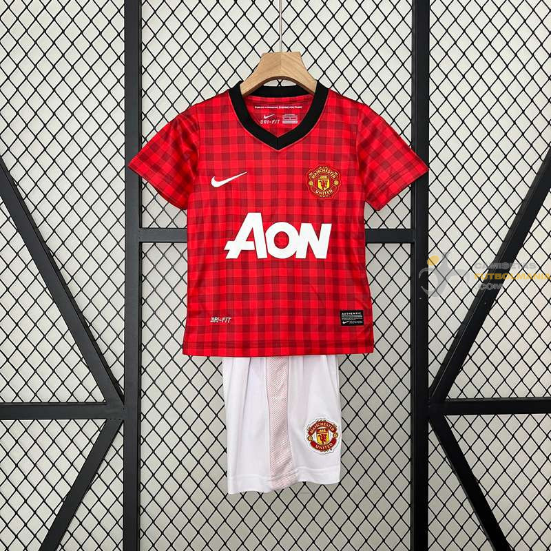 Camiseta y Pantalón Niños Manchester United Primera Equipación Retro Clásica 2012-2013