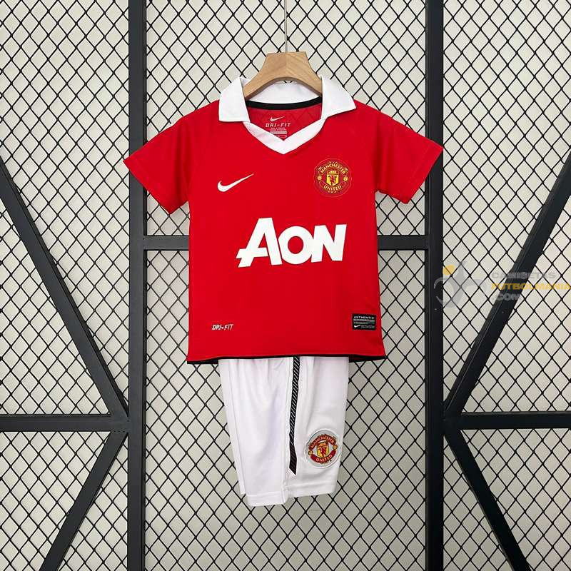 Camiseta y Pantalón Niños Manchester United Primera Equipación Retro Clásica 2010-2011