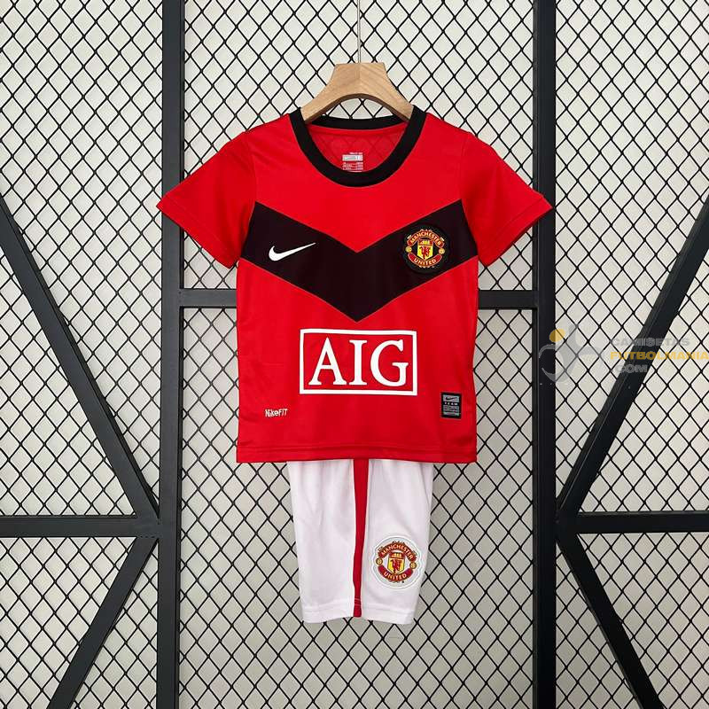 Camiseta y Pantalón Niños Manchester United Primera Equipación Retro Clásica 2009-2010