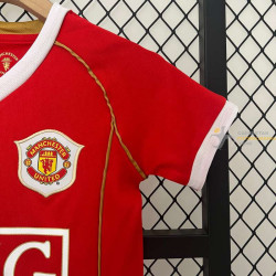 Camiseta y Pantalón Niños Manchester United Primera Equipación Retro Clásica 2006-2007