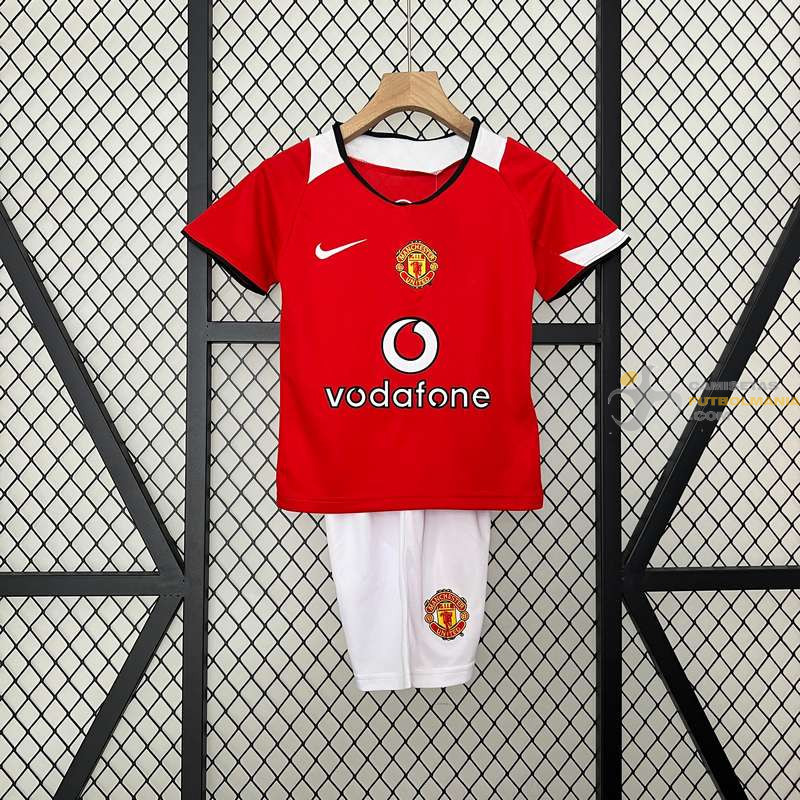 Camiseta y Pantalón Niños Manchester United Primera Equipación Retro Clásica 2005-2006