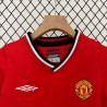 Camiseta y Pantalón Niños Manchester United Primera Equipación Retro Clásica 2000-2001