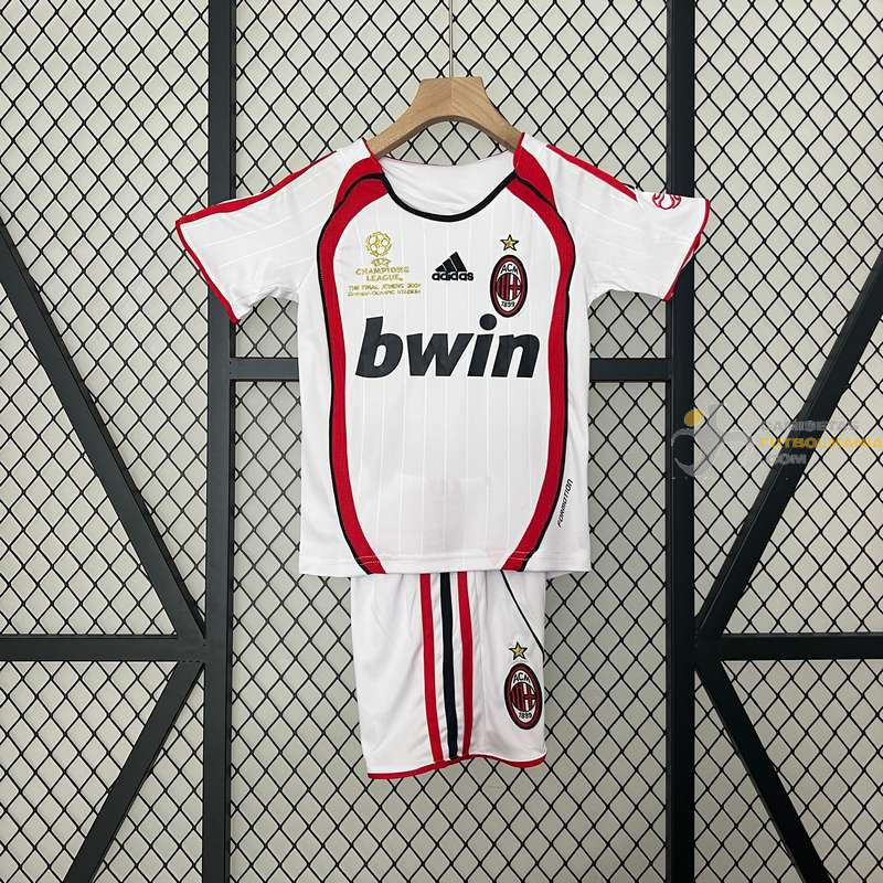 Camiseta y Pantalón Niños AC Milan Segunda Equipación Retro Clásica Final Champions League 2006-2007