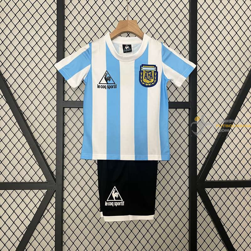 Camiseta y Pantalón Niños Argentina Primera Equipación Retro Clásica 1986