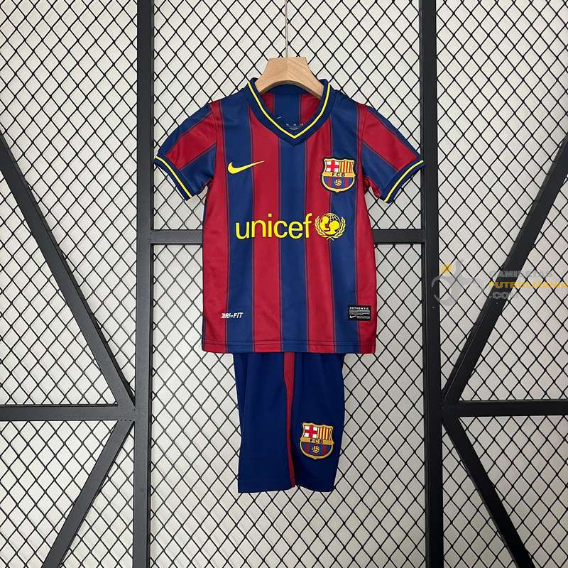 Camiseta y Pantalón Niños Barcelona Primera Equipación Retro Clásica 2009-2010