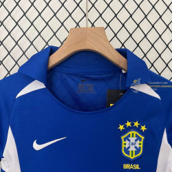 Camiseta y Pantalón Niños Brasil Segunda Equipación Retro Clásica 2002