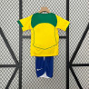 Camiseta y Pantalón Niños Brasil Primera Equipación Retro Clásica 2004