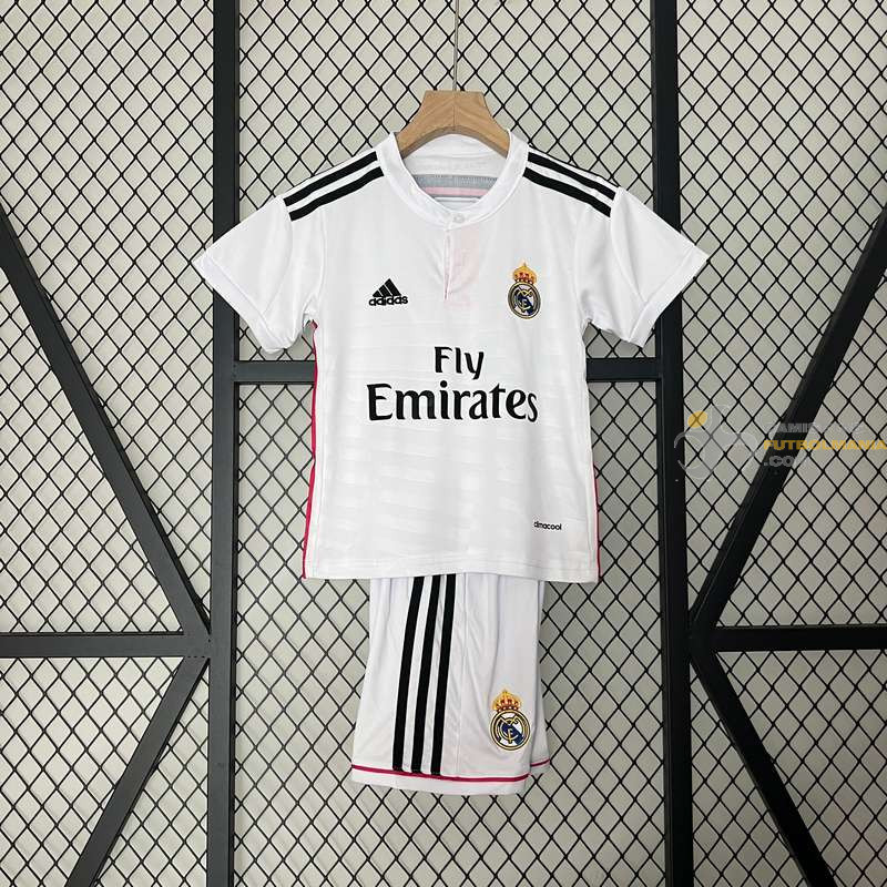 Camiseta y Pantalón Niños Real Madrid Primera Equipación Retro Clásica 2014-2015