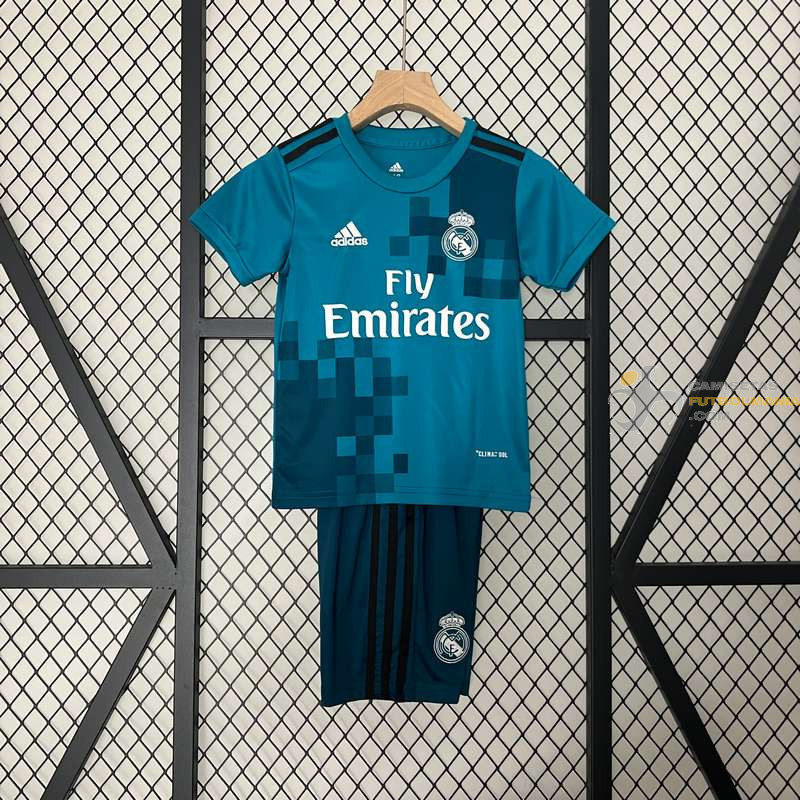 Camiseta y Pantalón Niños Real Madrid Tercera Equipación Retro Clásica 2017-2018