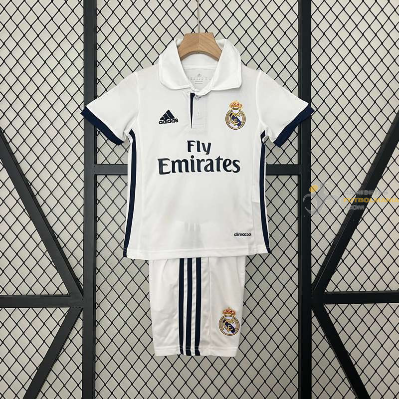 Camiseta y Pantalón Niños Real Madrid Primera Equipación Retro Clásica 2016-2017