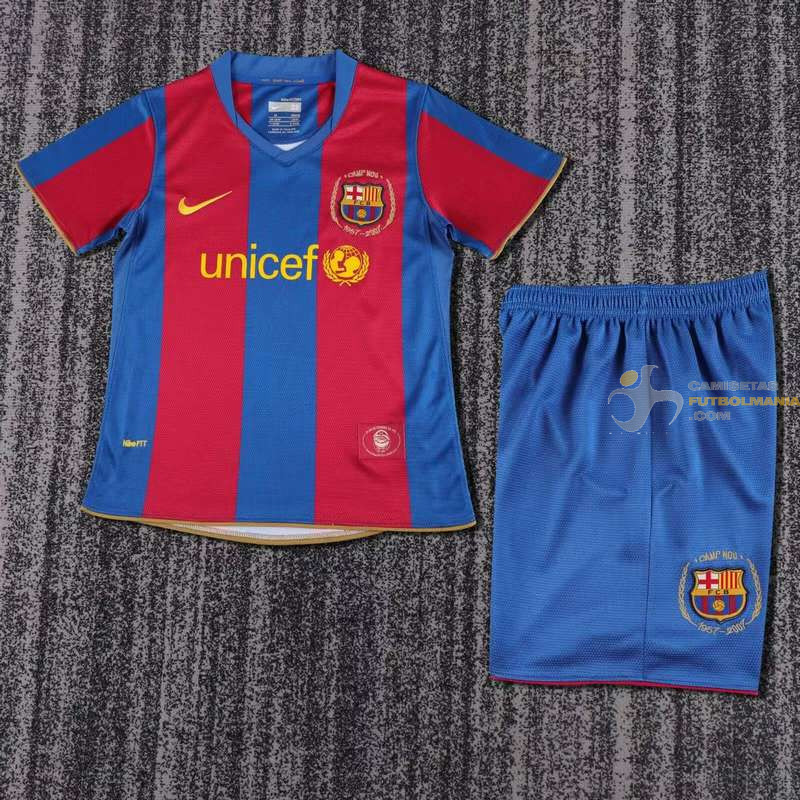 Camiseta y Pantalón Niños Barcelona Primera Equipación Retro Clásica 2007-2008