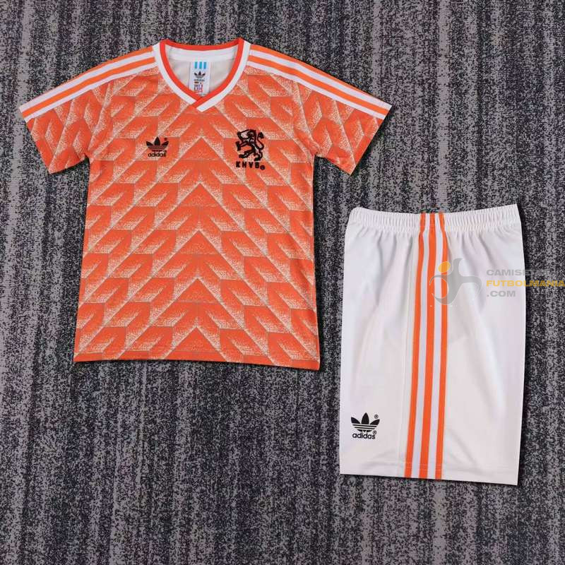 Camiseta y Pantalón Niños Paises Bajos Primera Equipación Retro Clásica 1988