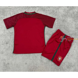 Camiseta y Pantalón Niños Portugal Primera Equipación Retro Clásica 2016-2017