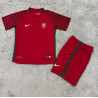 Camiseta y Pantalón Niños Portugal Primera Equipación Retro Clásica 2016-2017