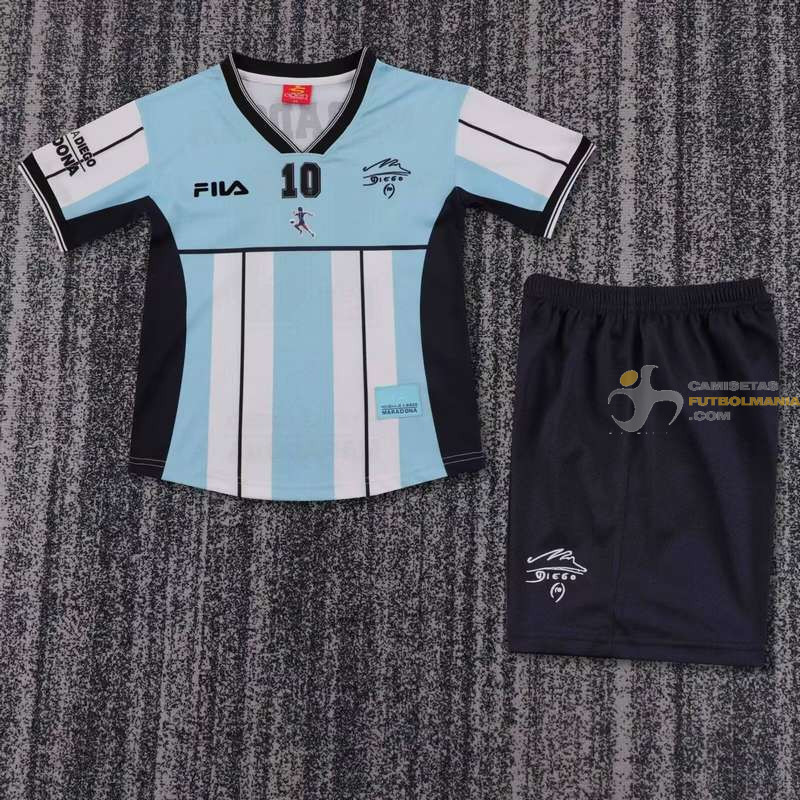 Camiseta y Pantalón Niños Argentina Homenaje Maradona 10 Retro Clásica 2001