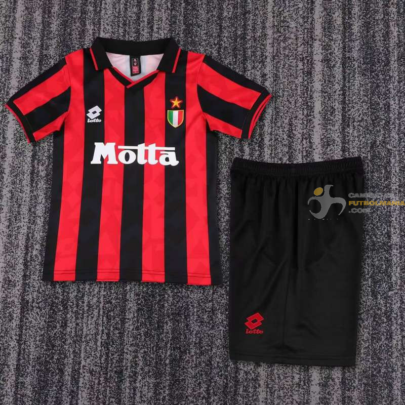 Camiseta y Pantalón Niños AC Milan Primera Equipación Retro Clásica 1993-1994