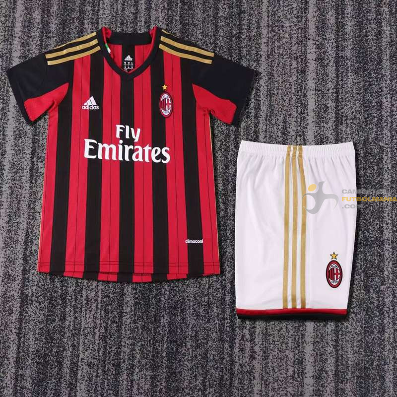 Camiseta y Pantalón Niños AC Milan Primera Equipación Retro Clásica 2013-2014