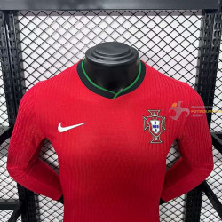 Camiseta Fútbol Portugal Primera Equipación Versión Jugador Manga Larga Eurocopa 2024