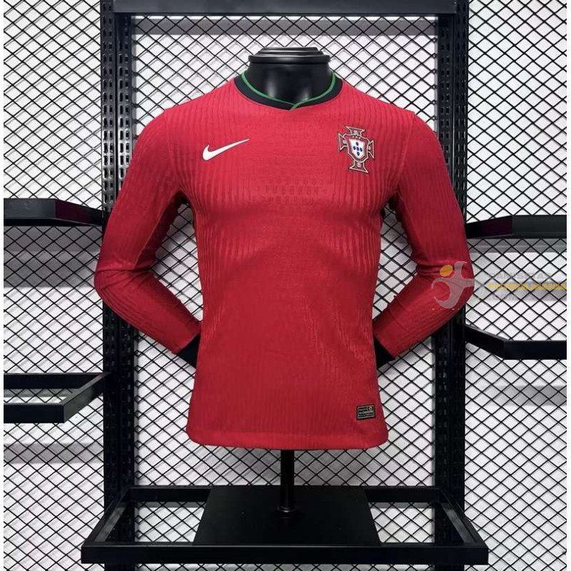 Camiseta Fútbol Portugal Primera Equipación Versión Jugador Manga Larga Eurocopa 2024