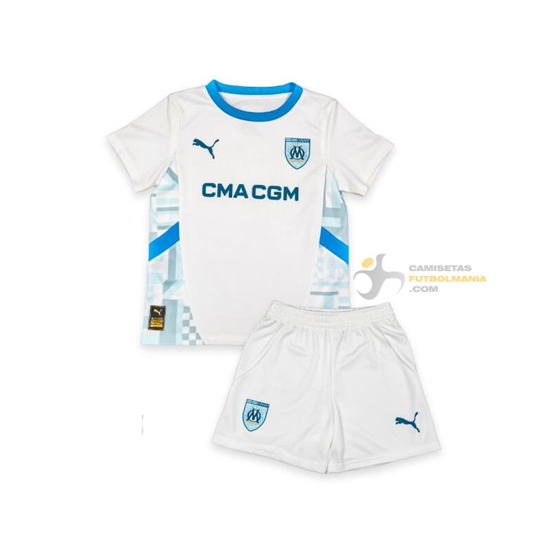 Camiseta y Pantalón Fútbol Niños Olympique de Marsella Primera Equipación 2024-2025