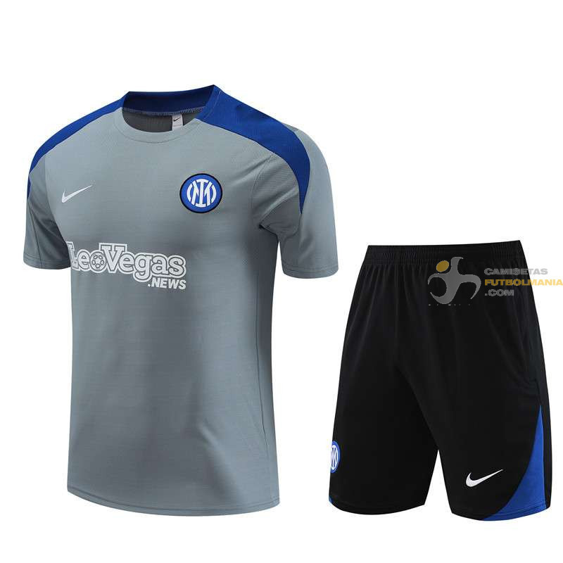 Camiseta y Pantalón Niños Inter Milán Entrenamiento Gris 2024-2025