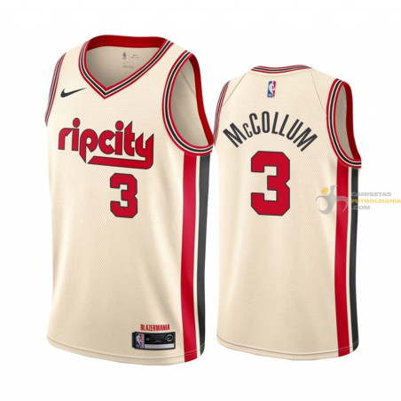 Camiseta NBA C. J. McCollum de Portland Trail Blazers Blanca Crema 2019-2020