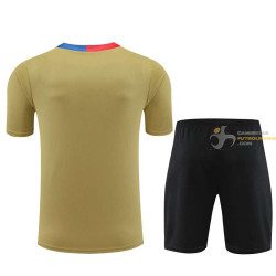 Camiseta y Pantalón Niños Barcelona Dorado Entrenamiento 2024-2025