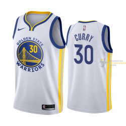 ratón Entretenimiento Pensativo Camiseta NBA Stephen Curry de Los Golden State Warriors Blanca-2 2019-2020