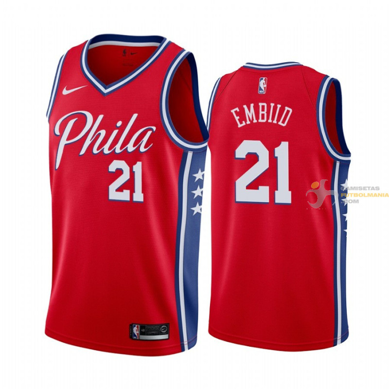 Camiseta NBA Joel Embiid Philadelphia 76ers Roja 2019-2020