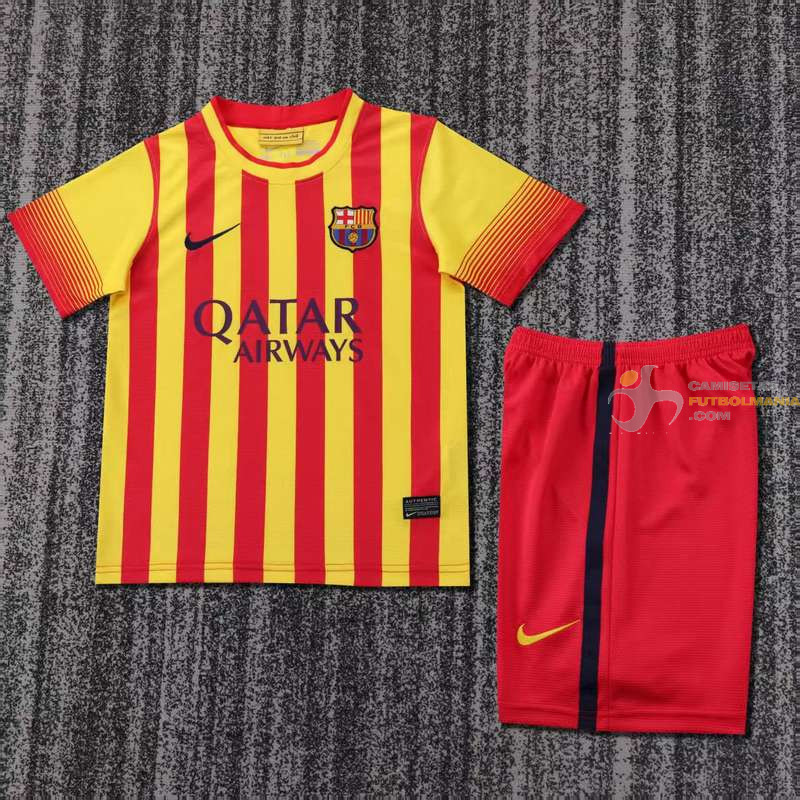 Camiseta y Pantalón Niños Barcelona Segunda Equipación Retro Clásica 2013-2014