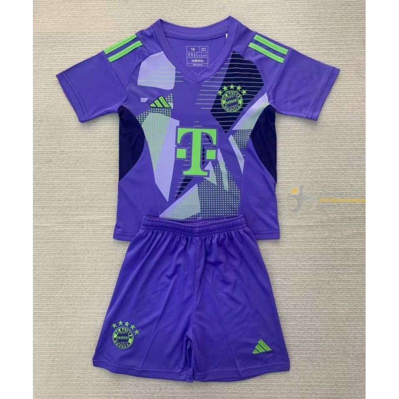 Camiseta y Pantalón Fútbol Niños Bayern Munich Portero Segunda Equipación 2024-2025