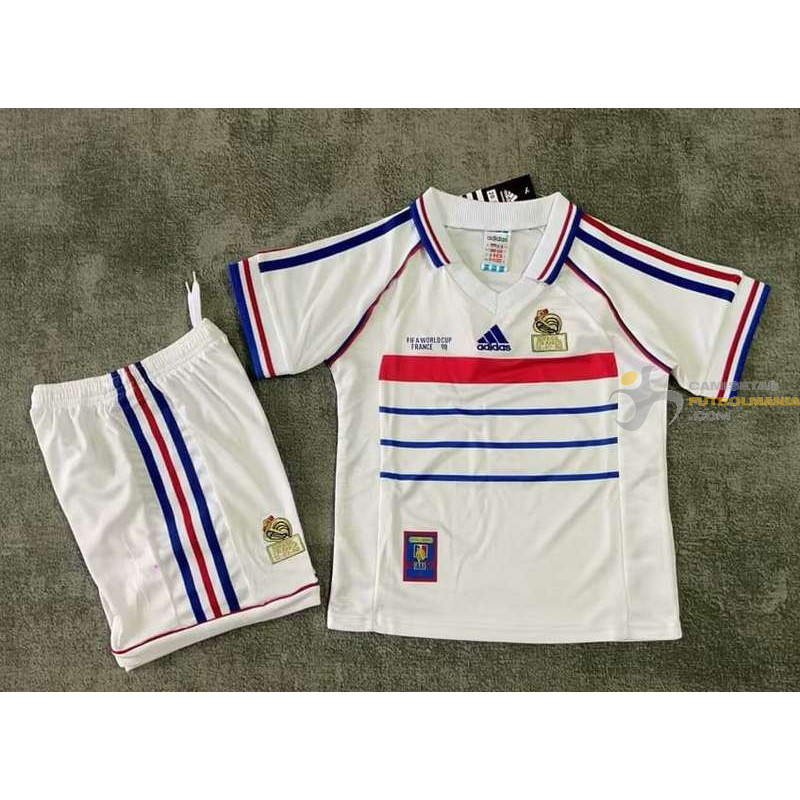 Camiseta y Pantalón Niños Francia Segunda Equipación Retro Clásica 1998