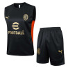 Camiseta Sin Mangas y Pantalón AC Milan Entrenamiento Negro 2024-2025