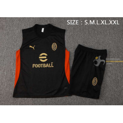 Camiseta Sin Mangas y Pantalón AC Milan Entrenamiento Negro 2024-2025