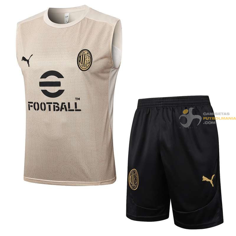 Camiseta Sin Mangas y Pantalón AC Milan Entrenamiento Cream 2024-2025