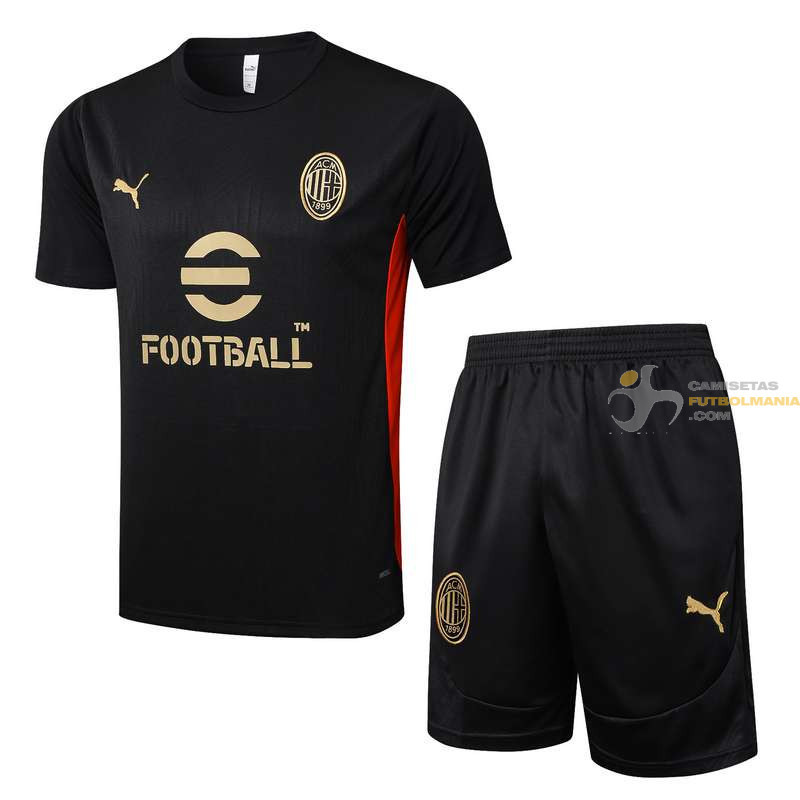 Camiseta y Pantalón AC Milan Entrenamiento Negro 2024-2025
