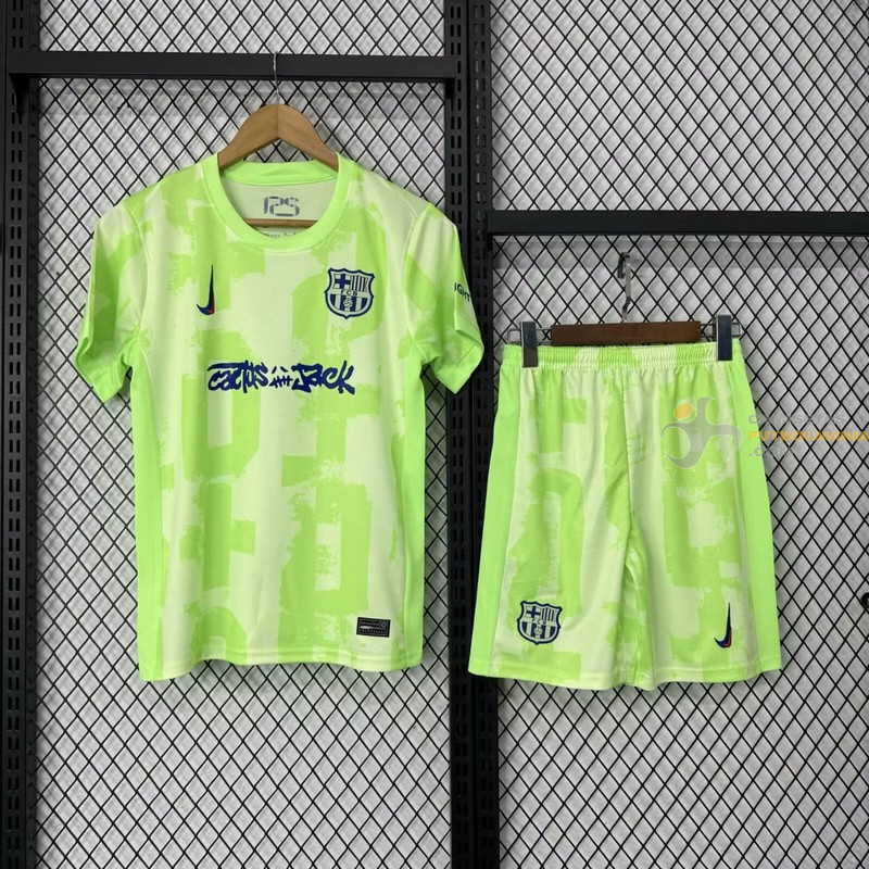 Camiseta y Pantalón Fútbol Niños Barcelona Edición Especial Travis Scott Tercera Equipación 2024-2025