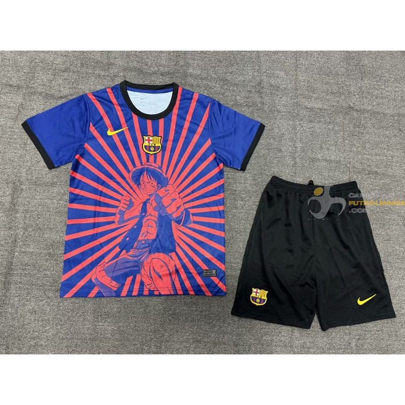 Camiseta y Pantalón Fútbol Niños Barcelona Edición Especial Monkey D. Luffy 2024-2025